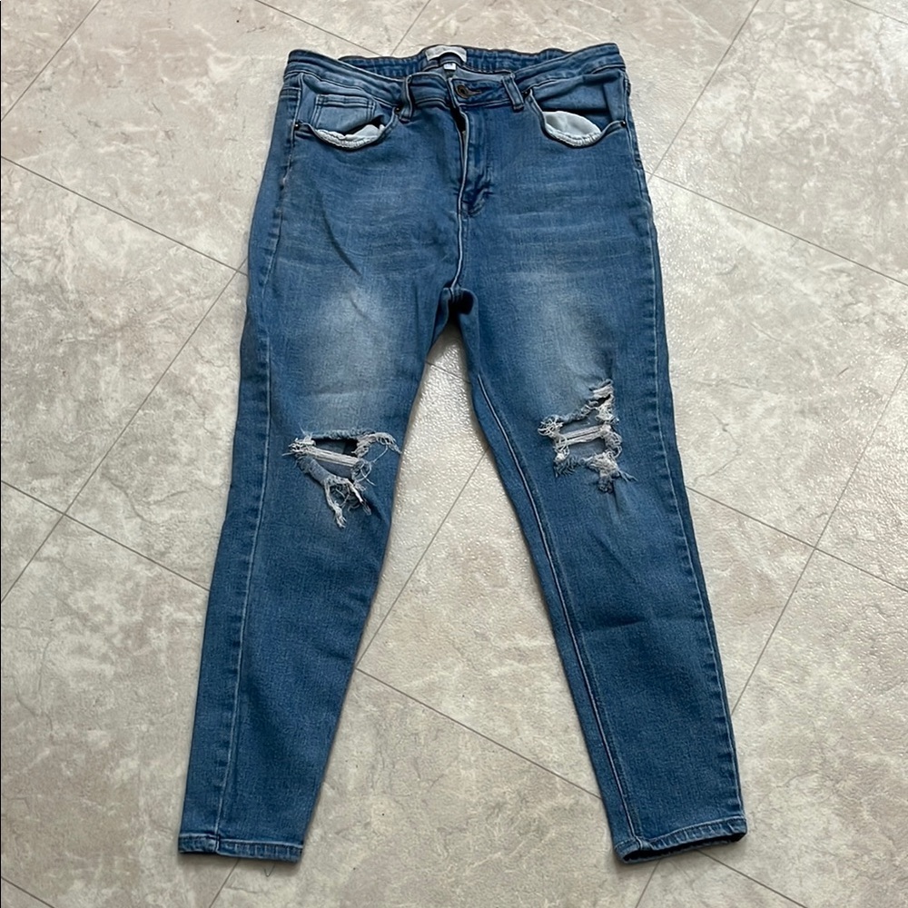 Haute Curve Distressed Blue Women's Jeans 16